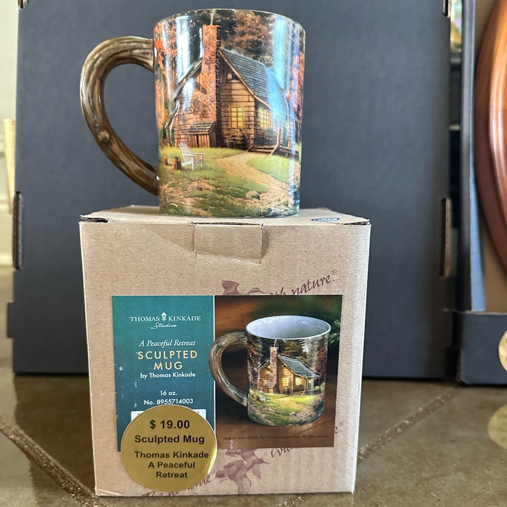 Thomas Kinkade A Peaceful Retreat Sculpted Mug